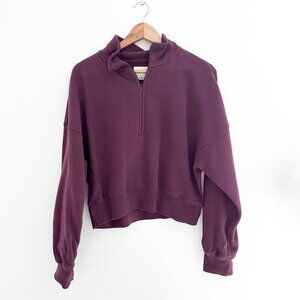 Abercrombie & Fitch Essential Sunday Half-Zip Sweatshirt - Burgundy Size Small